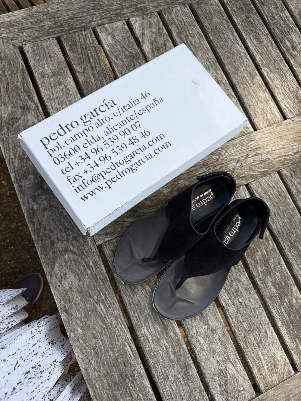 Pedro Garcia Black Leather Suede Thong Sandals made in Spain